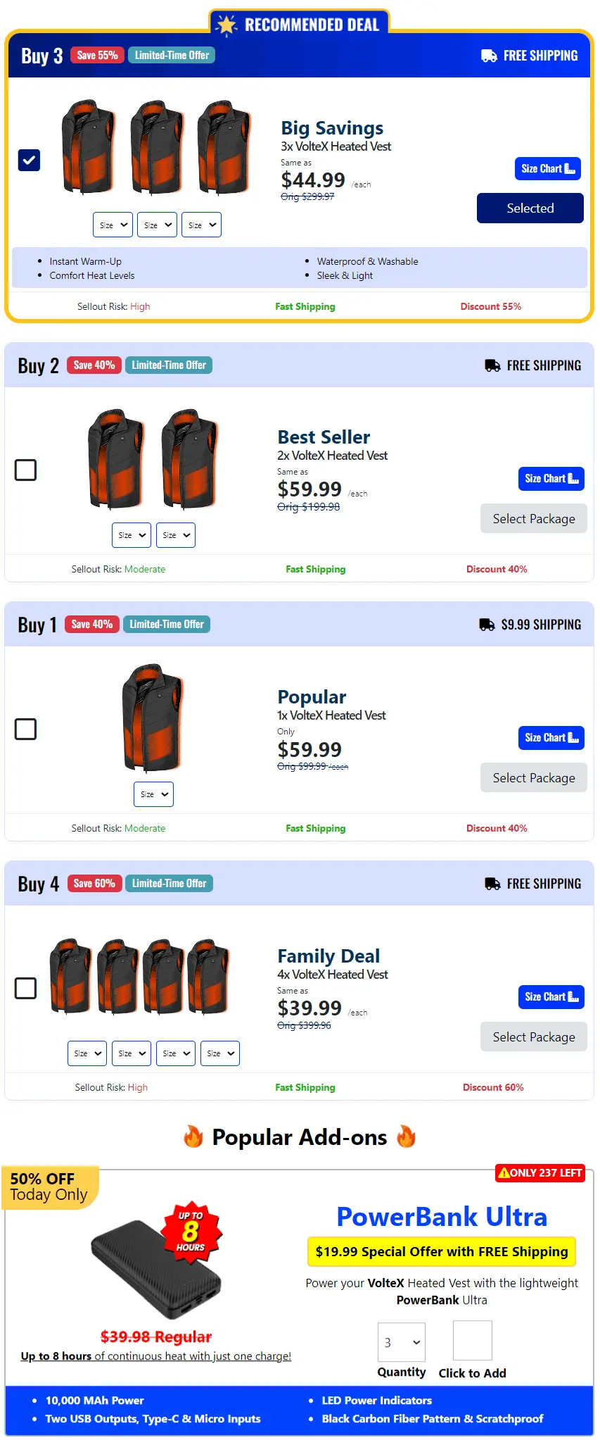 VolteX Heated Vest best offer package price